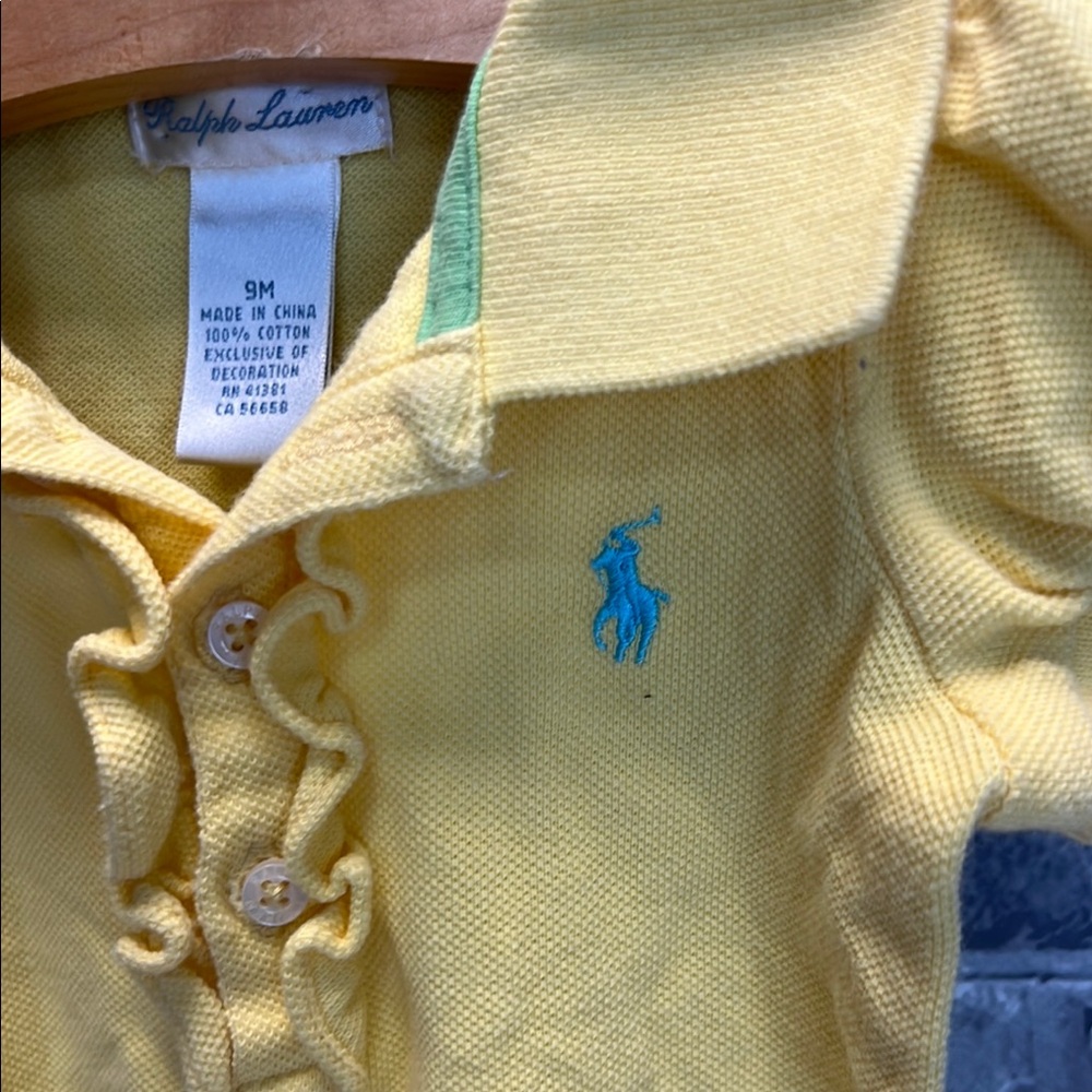 Baby Girls Ralph Lauren Yellow Baby Polo Onesie‎ - Picture 4 of 10